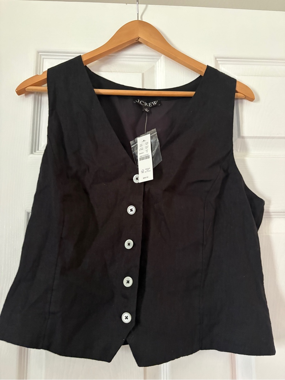 J. Crew Black Button-Front Sleeveless Vest